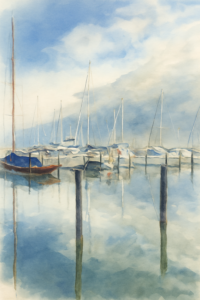 watercolor sunrise over water, nurse burnout healing